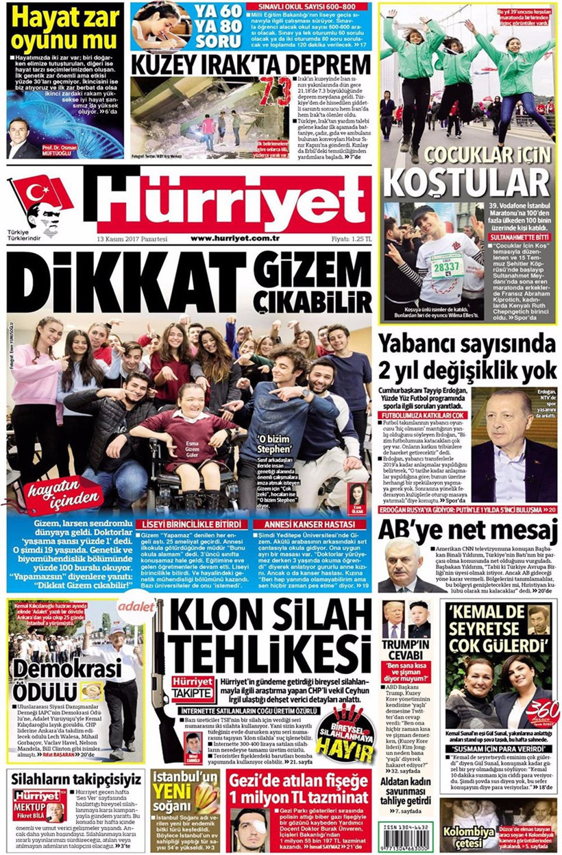 Gazete manşetleri Fanatik - Fotomaç - Sözcü 13 Kasım 2017 - Resim: 1