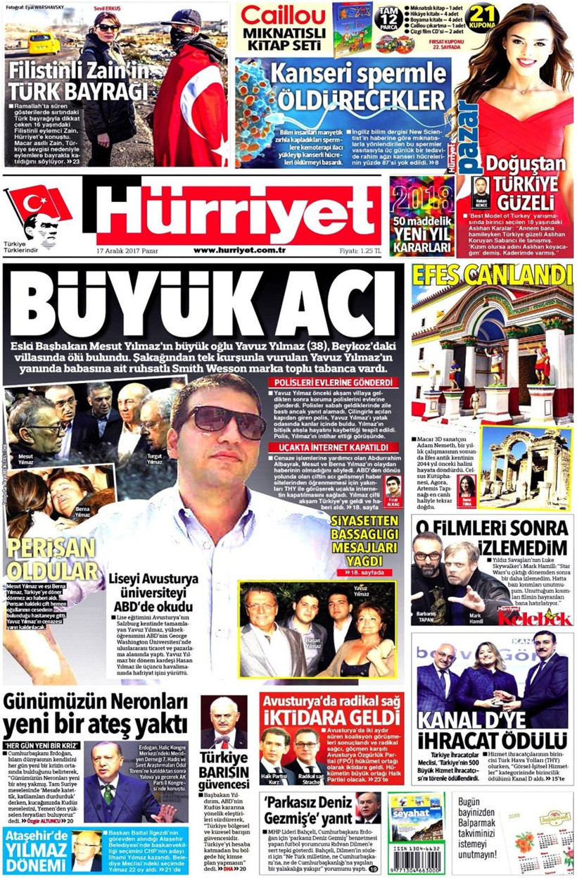 Gazete manşetleri Sözcü - Fanatik - Hürriyet 17 Aralık 2017 - Resim: 1