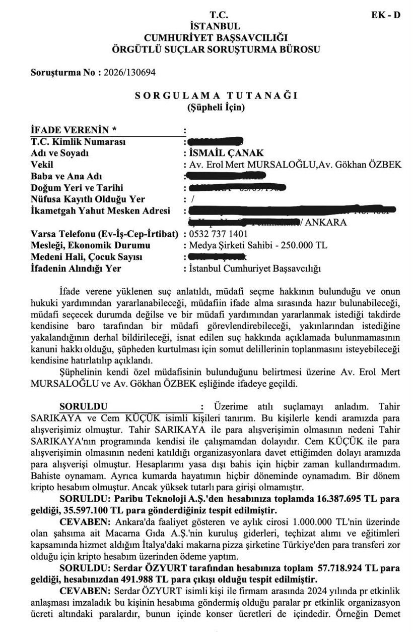 Cem Küçük soruşturmasında ortaya çıktı İsmail Çanak'tan Cem Küçük'e 630 bin TL - Resim: 0