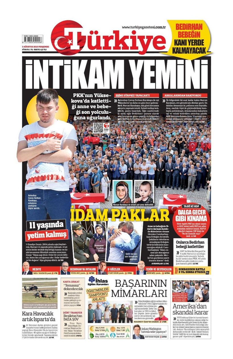 Gazete manşetleri 2 Ağustos 2018 Hürriyet - Posta - Sabah - Resim: 4