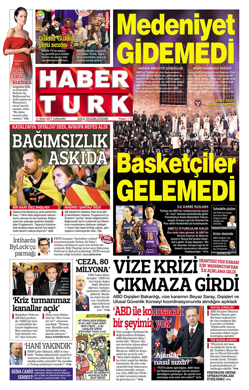 Gazete manşetleri Hürriyet - Sözcü - Karar 11 Ekim 2017 - Resim: 3