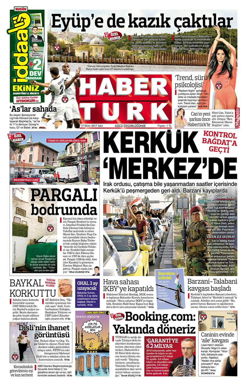 Gazete manşetleri Sözcü - Habertürk - Hürriyet 17 EKim 2017 - Resim: 4