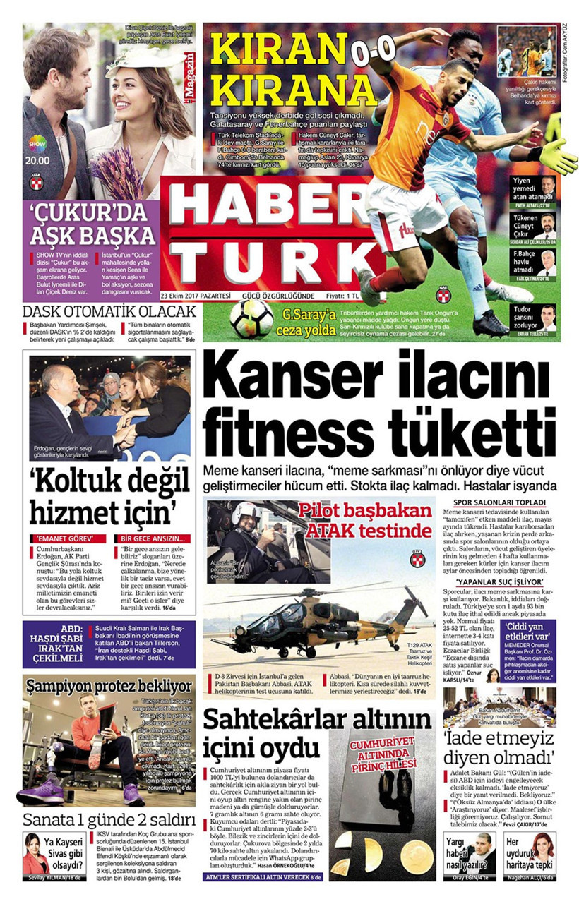 Gazete manşetleri Hürriyet - Fanatik - Fotomaç 23 Ekim 2017 - Resim: 4