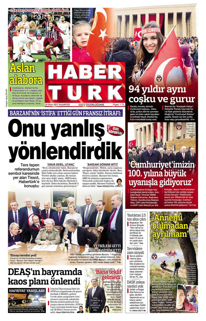 Gazete manşetleri Hürriyet - Fanatik - Habertürk 30 Ekim 2017 - Resim: 2