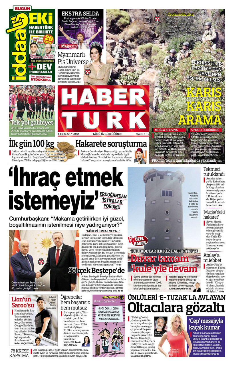 Gazete manşetleri Milliyet - Sözcü - Sabah 6 Ekim 2017 - Resim: 3