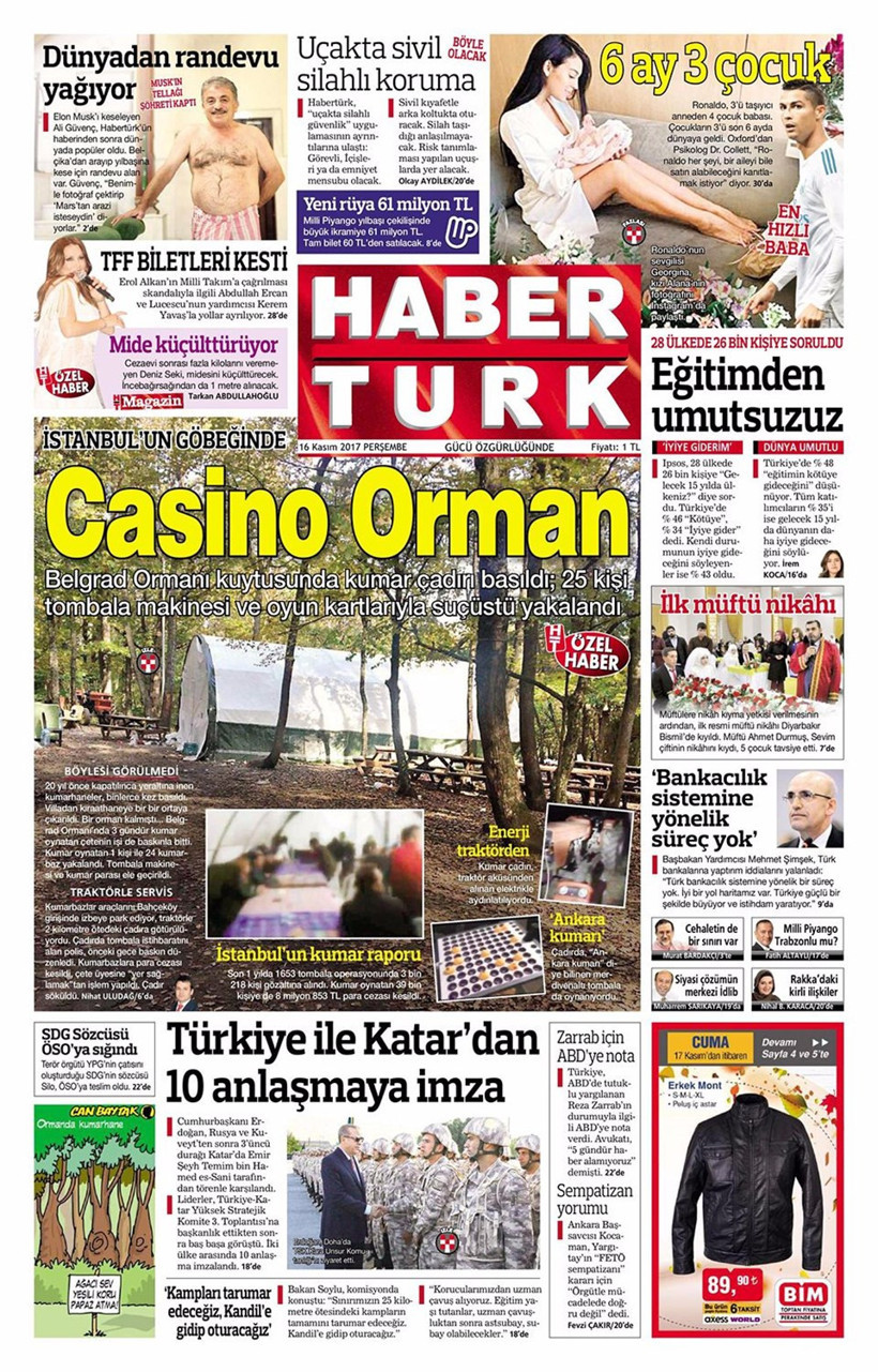 Gazete manşetleri Sözcü - Hürriyet - Habertürk 16 Kasım 2017 - Resim: 3