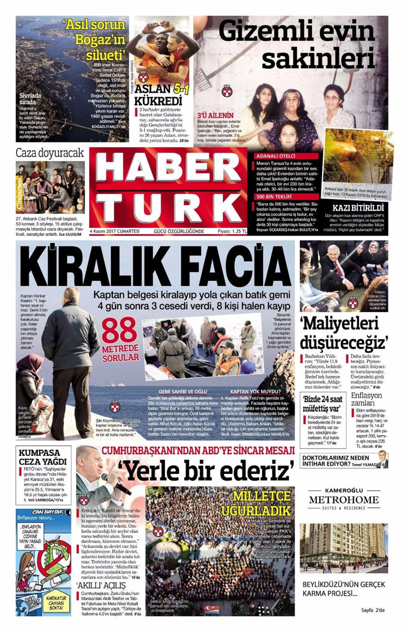 Gazete manşetleri Sözcü - Fanatik - Hürriyet 4 Kasım 2017 - Resim: 2