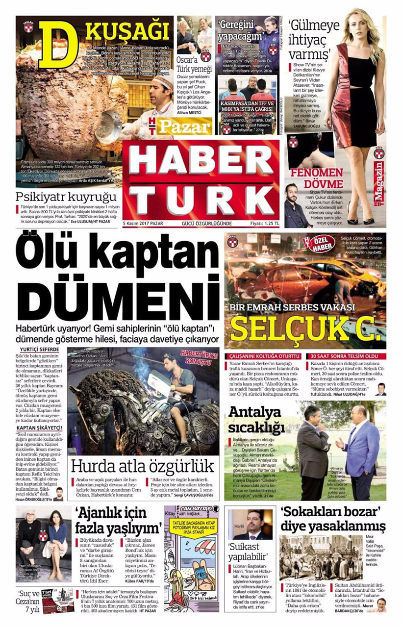 Gazete manşetleri Sözcü - Fanatik - Hürriyet 5 Kasım 2017 - Resim: 2