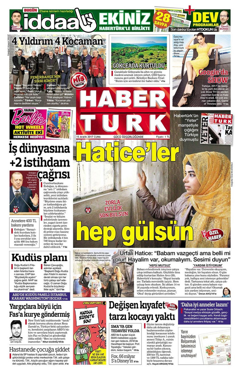 Gazete manşetleri Hürriyet - Sözcü - Sabah 15 Aralık 2017 - Resim: 2