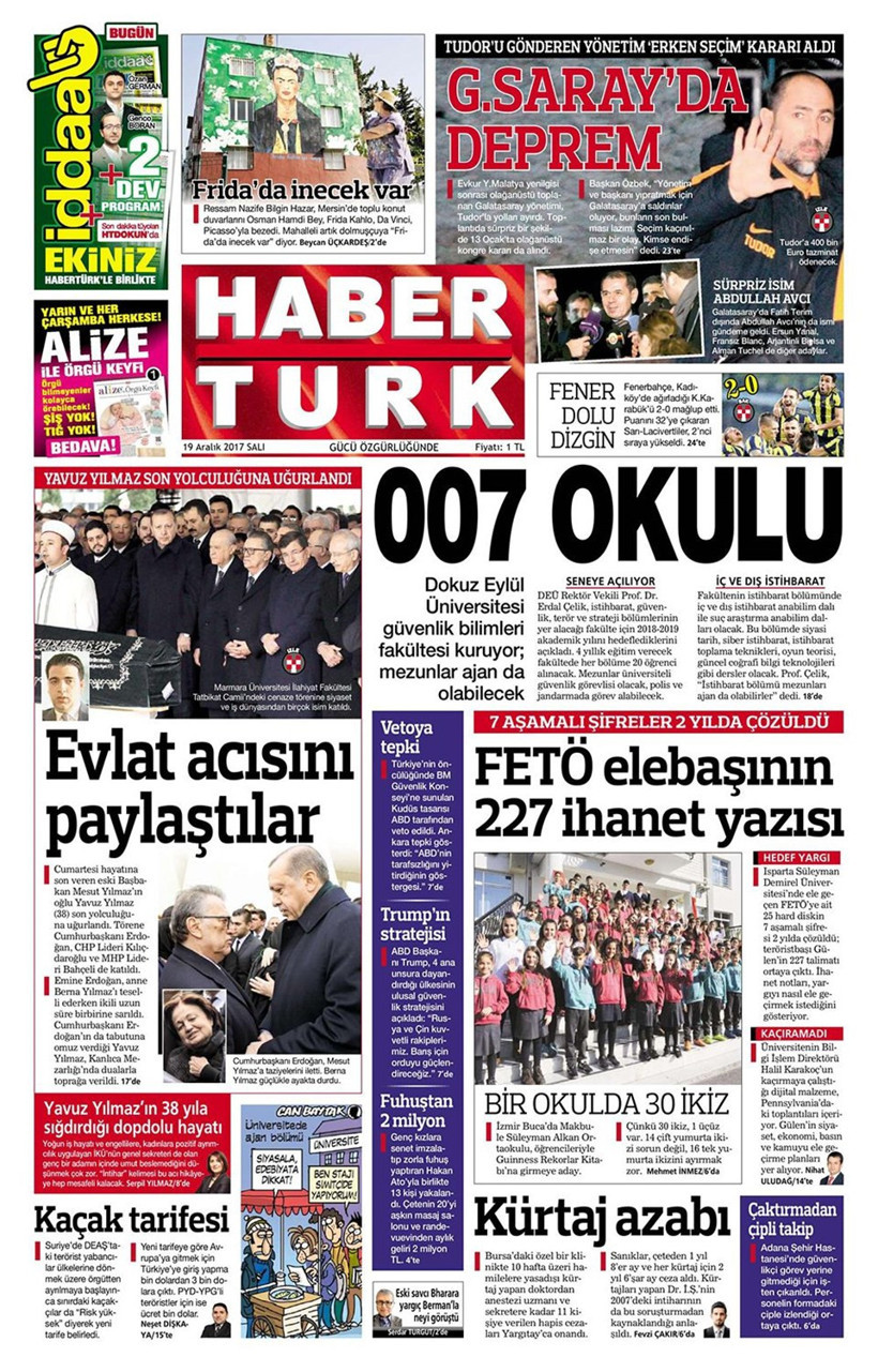 Gazete manşetleri Hürriyet - Sözcü - Fanatik 19 Aralık 2017 - Resim: 3