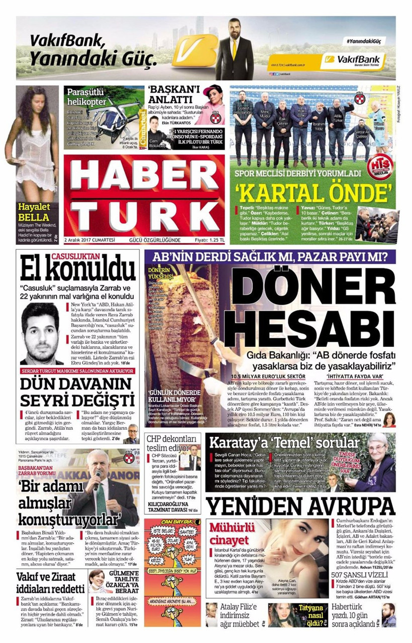 Gazete manşetleri Hürriyet - Sözcü - Habertürk 2 Aralık 2017 - Resim: 2