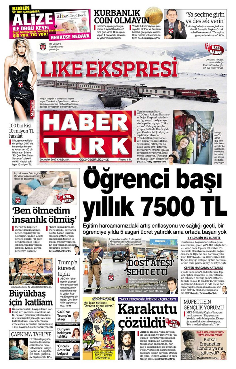 Gazete manşetleri Sözcü - Hürriyet - Fanatik 20 Aralık 2017 - Resim: 4