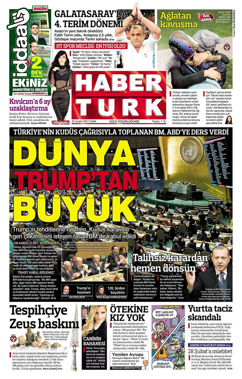 Gazete manşetleri Sözcü - Habertürk - Hürriyet 22 Aralık 2017 - Resim: 3