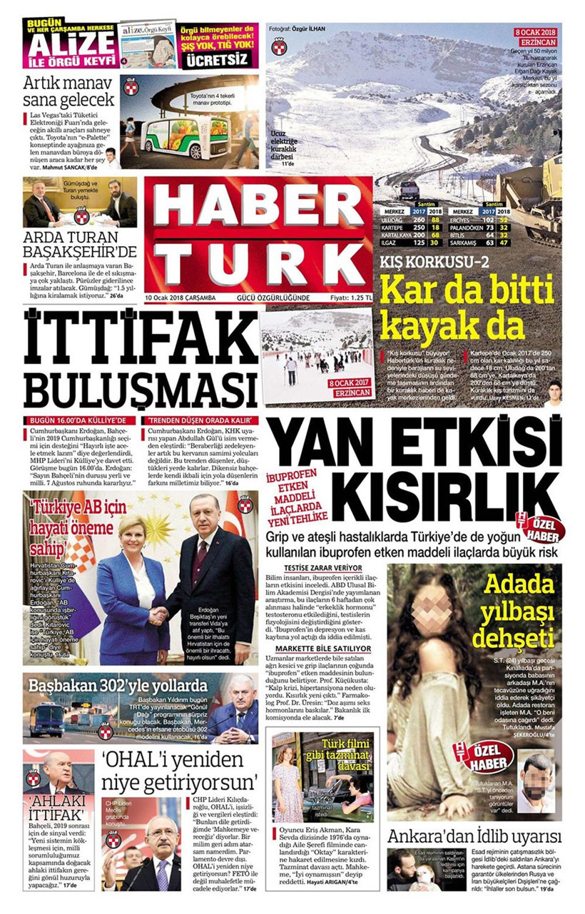 Gazete manşetleri Habertürk - Sözcü - Hürriyet 10 Ocak 2018 - Resim: 2