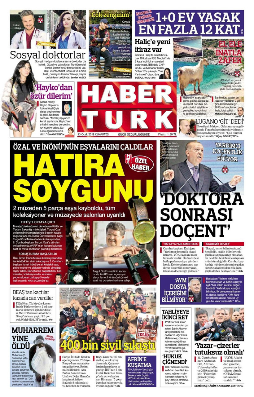 Gazete manşetleri Hürriyet - Sözcü - Fanatik 13 Ocak 2018 - Resim: 2