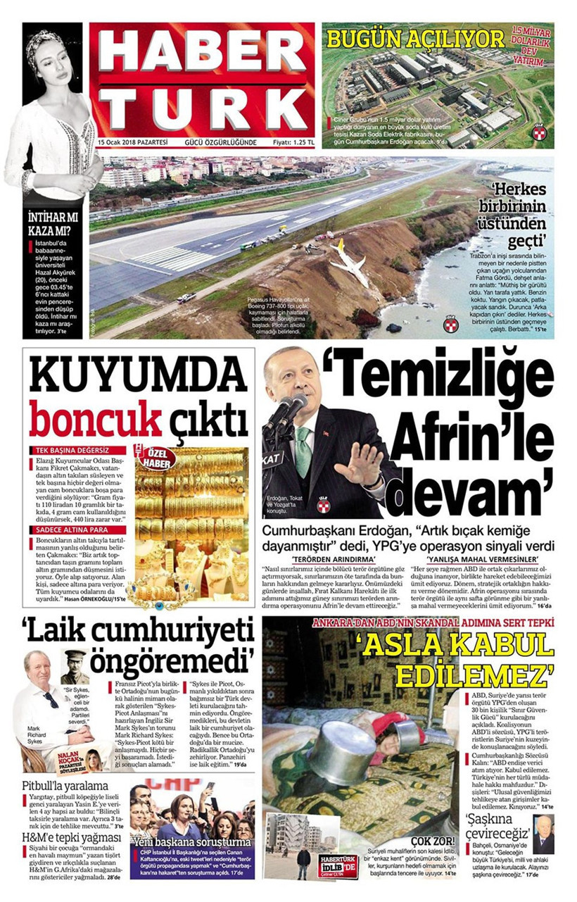 Gazete manşetleri Sözcü - Hürriyet - Fanatik 15 Ocak 2018 - Resim: 3