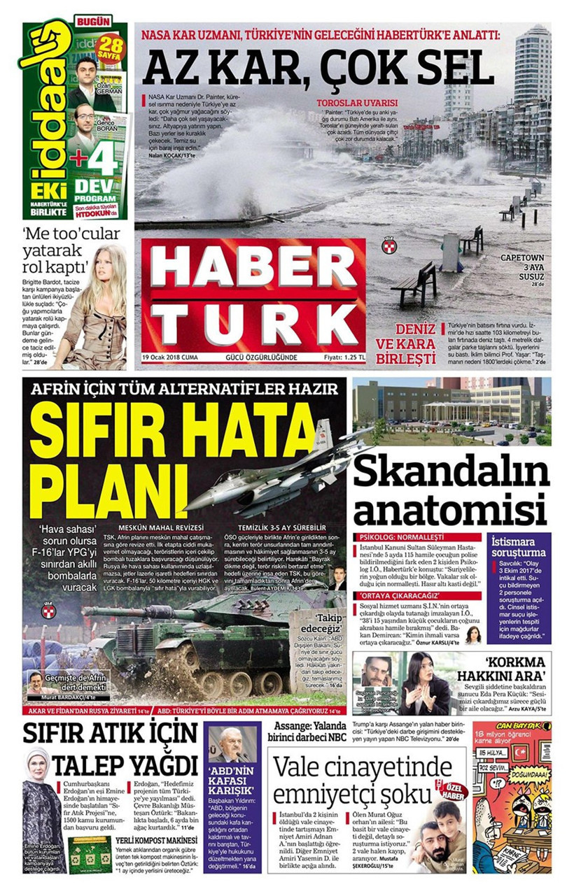 Gazete manşetleri Hürriyet - Sözcü - Fanatik 19 Ocak 2018 - Resim: 2