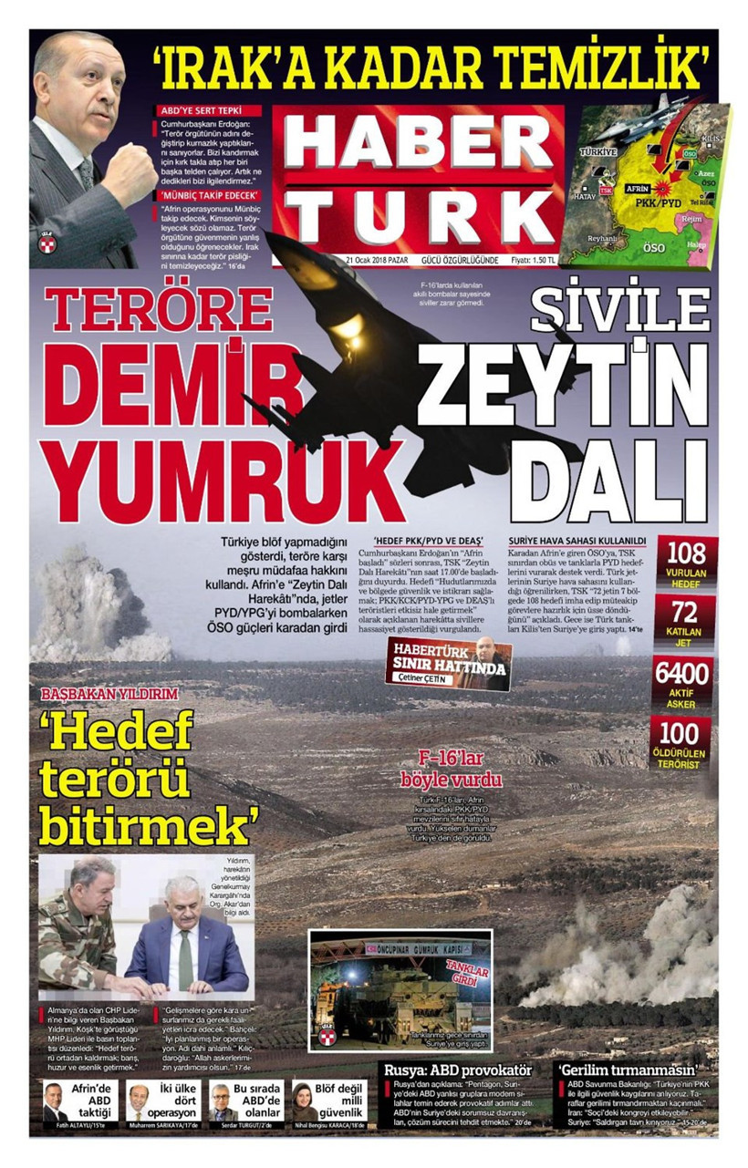 Gazete manşetleri Hürriyet - Sözcü - Fanatik 21 Ocak 2018 - Resim: 2