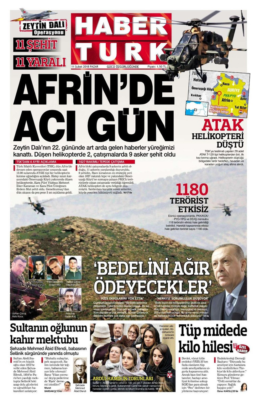 Gazete manşetleri 11 Şubat 2018 Hürriyet - Sözcü - Fanatik - Resim: 3