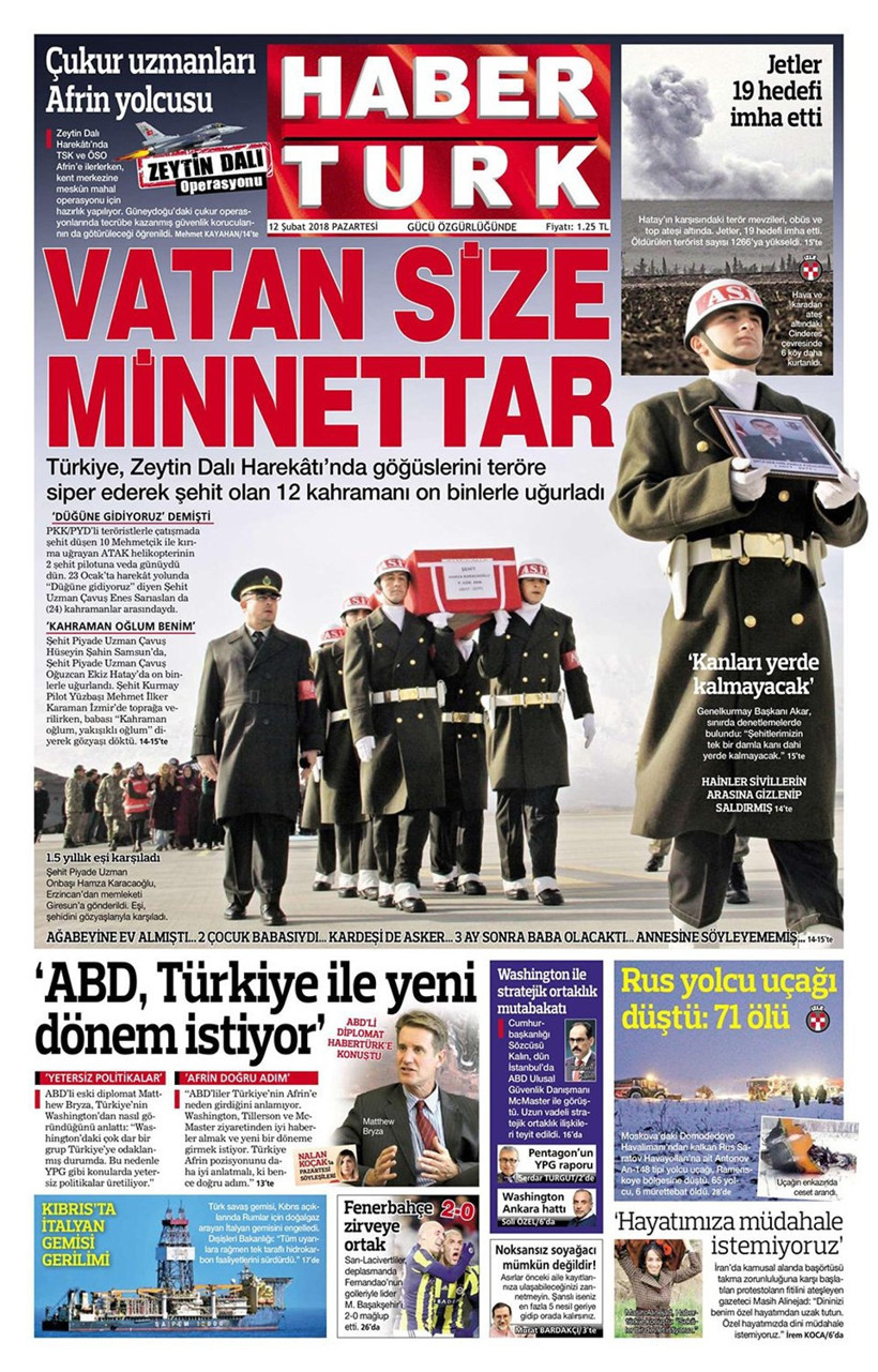 Gazete manşetleri 12 Şubat 2018 Hürriyet - Sözcü - Posta - Resim: 4