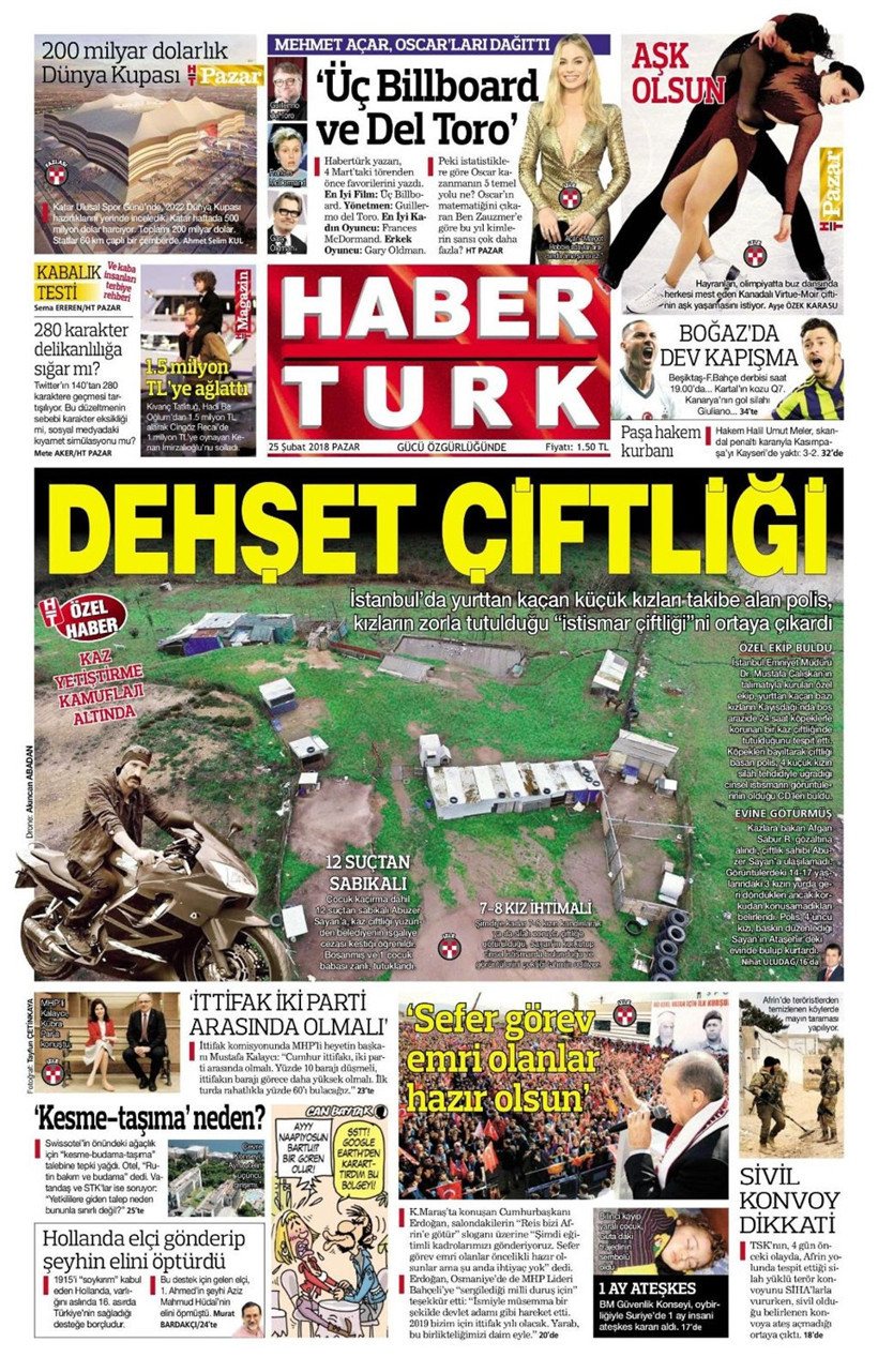 Gazete manşetleri 25 Şubat 2018 Hürriyet - Sözcü - Posta - Resim: 1