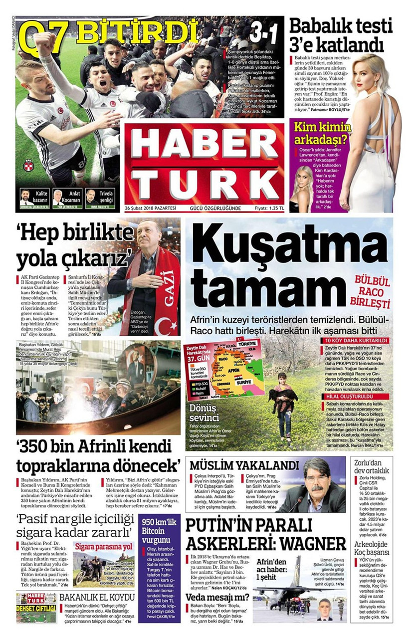 Gazete manşetleri 26 Şubat 2018 Hürriyet - Sözcü - Fanatik - Resim: 4