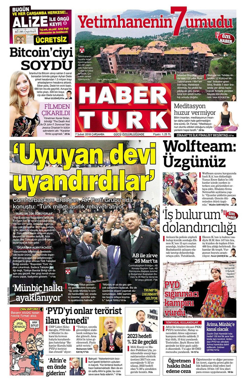 Gazete manşetleri 7 Şubat 2018 Hürriyet - Sözcü - Fotomaç - Resim: 3