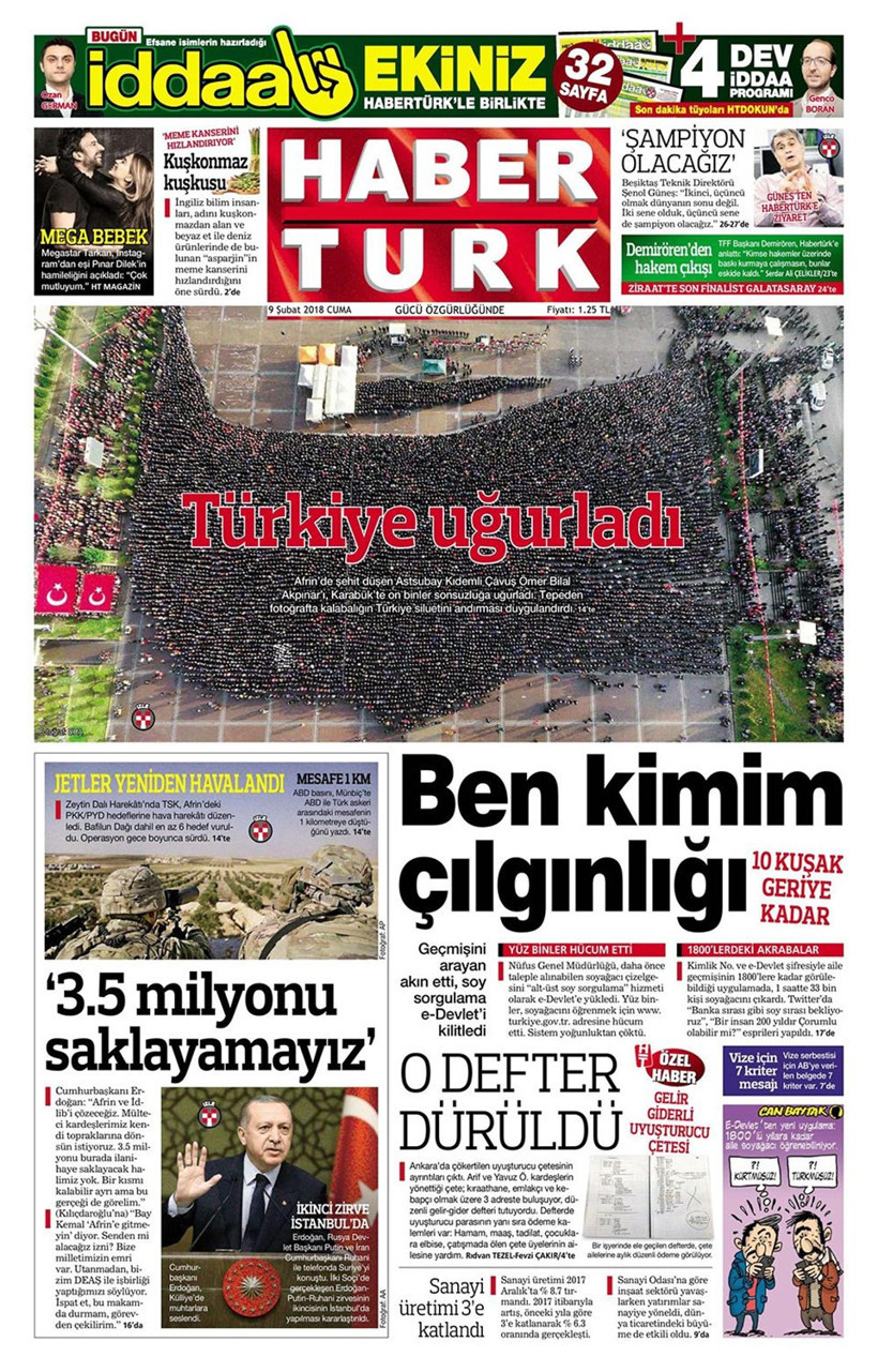 Gazete manşetleri 9 Şubat 2018 Hürriyet - Sözcü - Fanatik - Resim: 3
