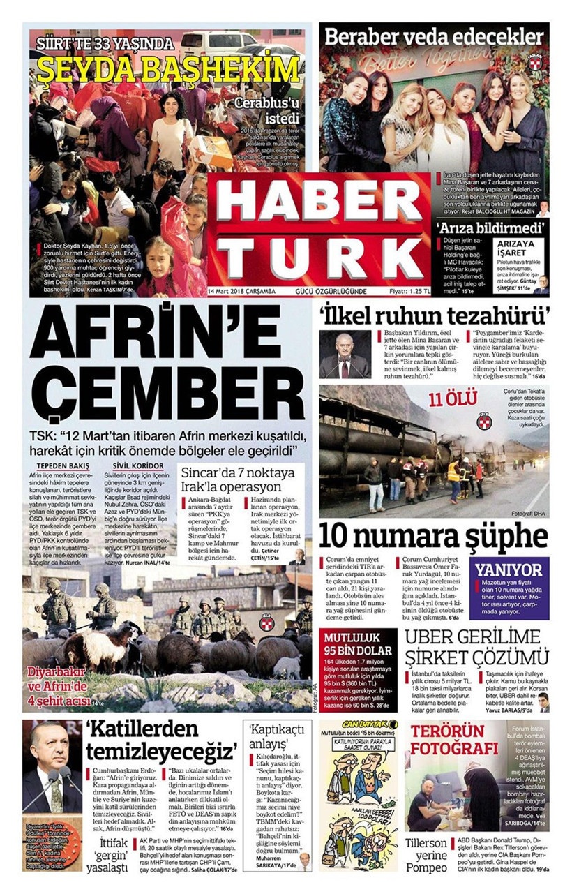 Gazete manşetleri 13 Mart 2018 Hürriyet - Sözcü - Posta - Resim: 4