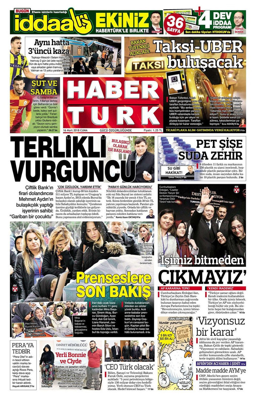 Gazete manşetleri 16 Mart 2018 Hürriyet - Sözcü - Fanatik - Resim: 4