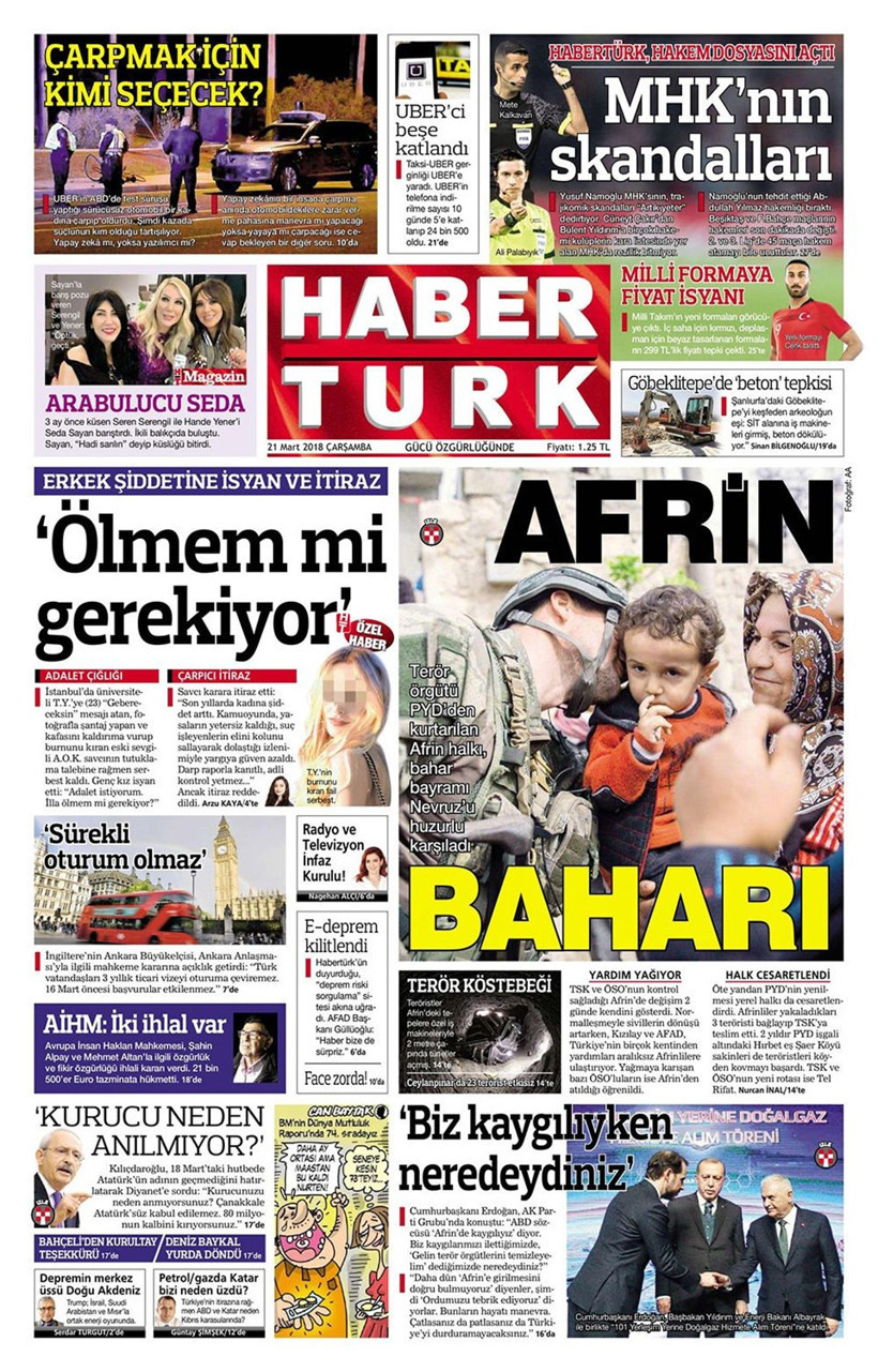 Gazete manşetleri 21 Mart 2018 Hürriyet - Sözcü - Posta - Resim: 4