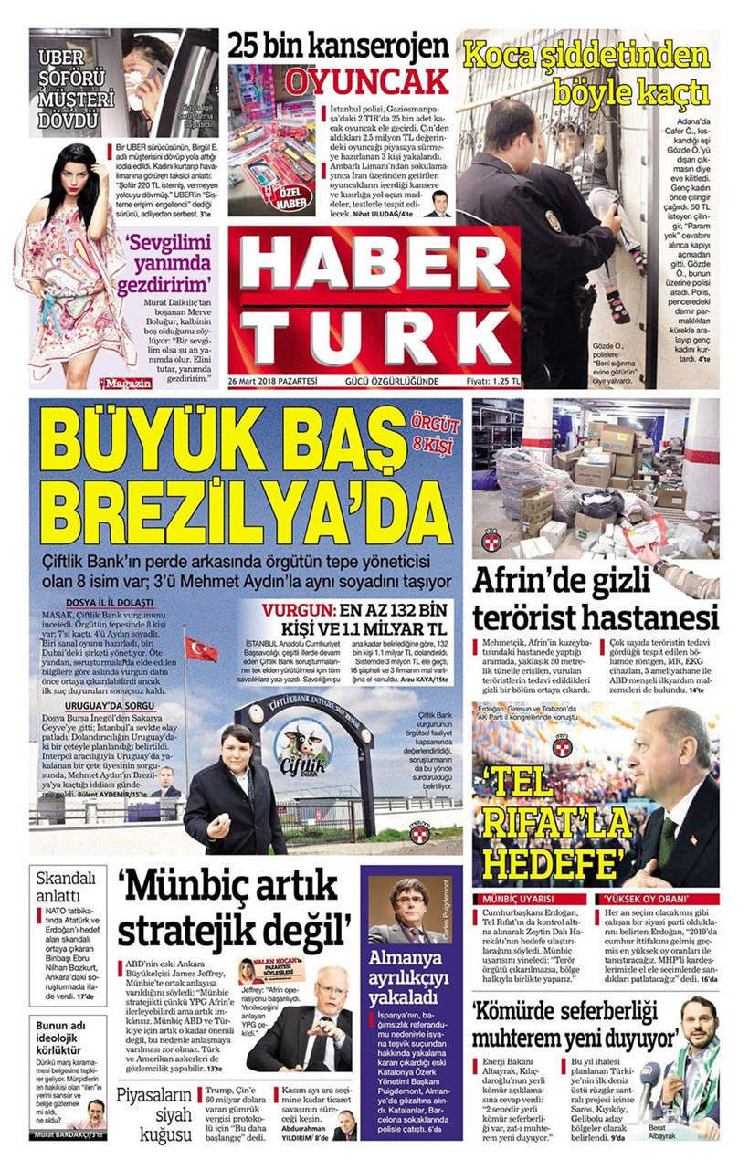 Gazete manşetleri 26 Mart 2018 Hürriyet - Sözcü - Fanatik - Resim: 2