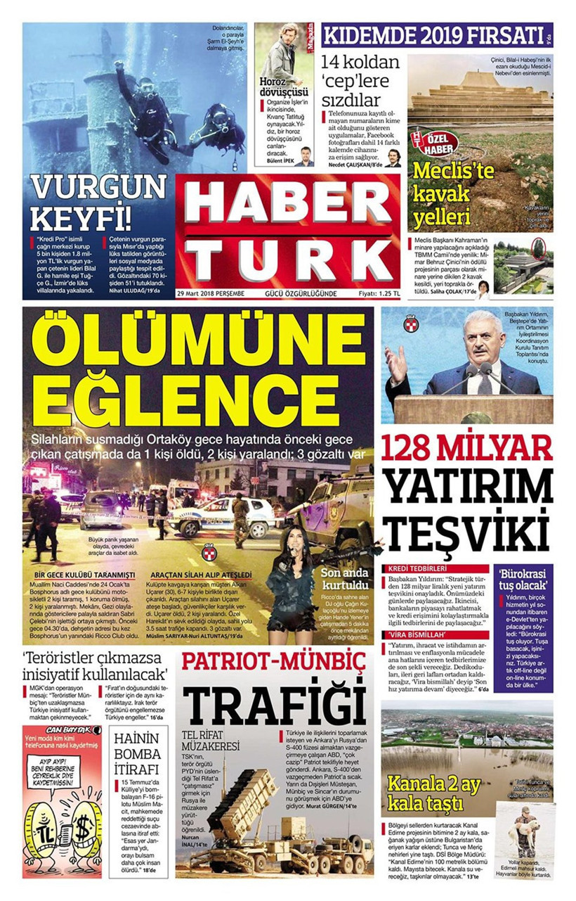 Gazete manşetleri 29 Mart 2018 Hürriyet - Sözcü - Posta - Resim: 1