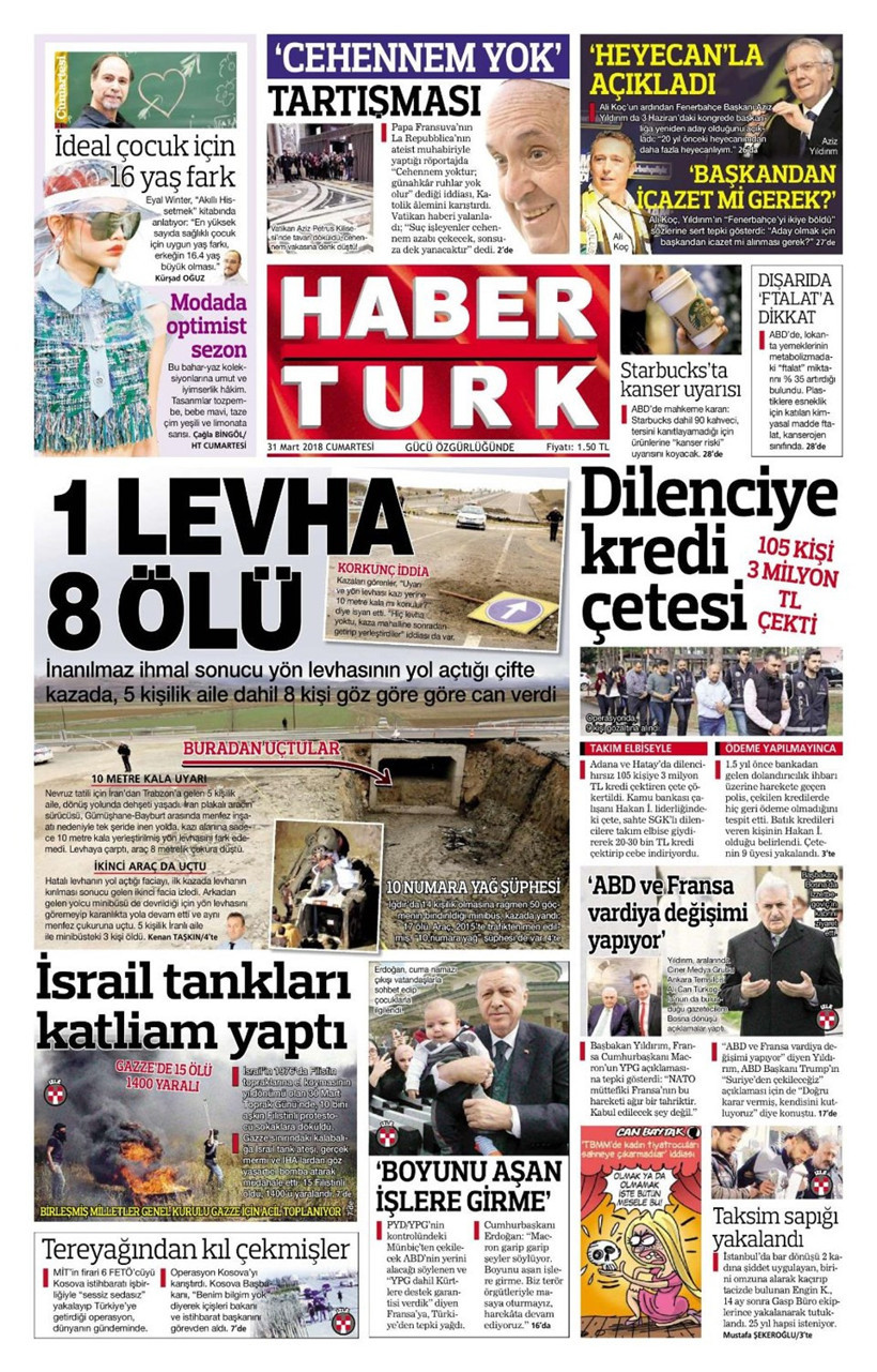 Gazete Manşetleri 31 Mart 2018 Hürriyet Sabah Fanatik - Resim: 2