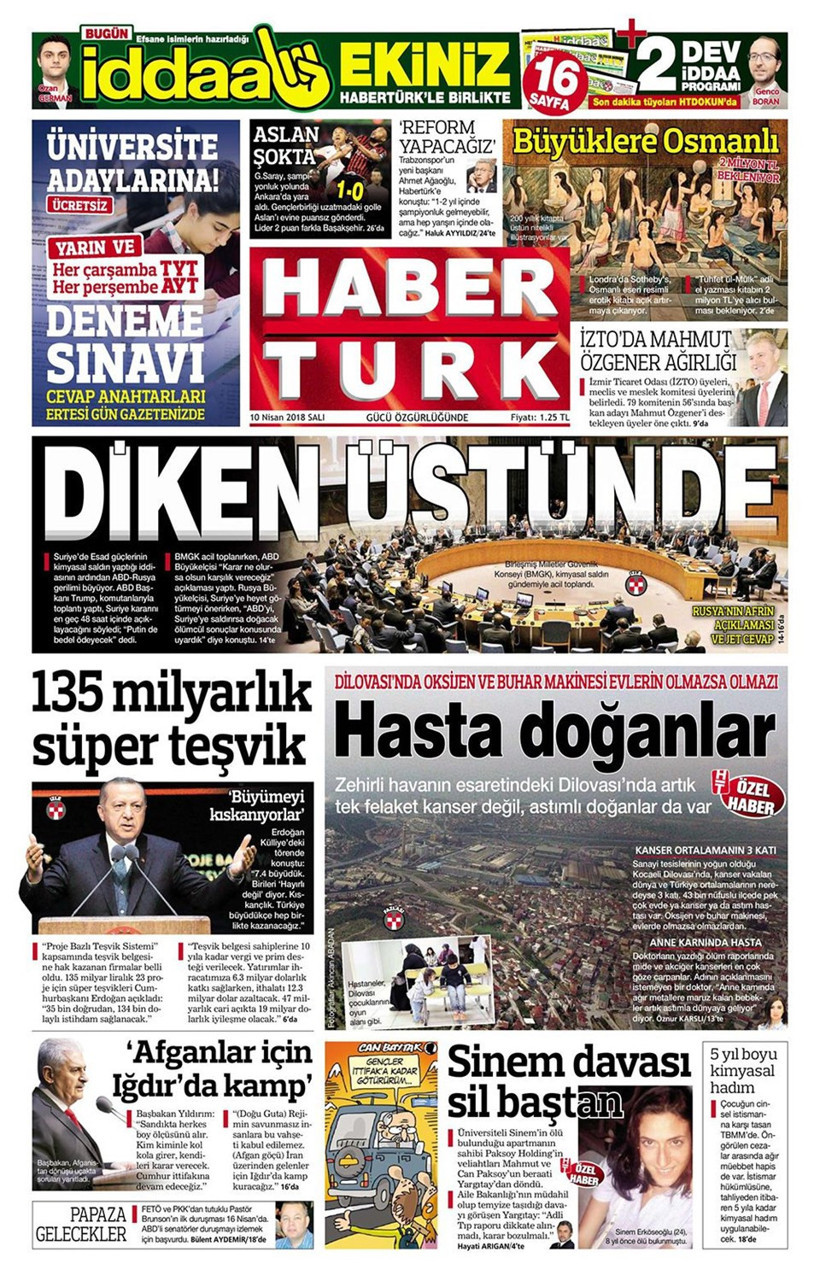 Gazete manşetleri 10 Nisan 2018 Hürriyet - Sözcü - Posta - Resim: 1