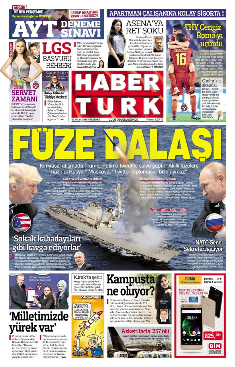 Gazete manşetleri 12 Nisan 2018 Hürriyet - Sözcü - Posta - Resim: 2