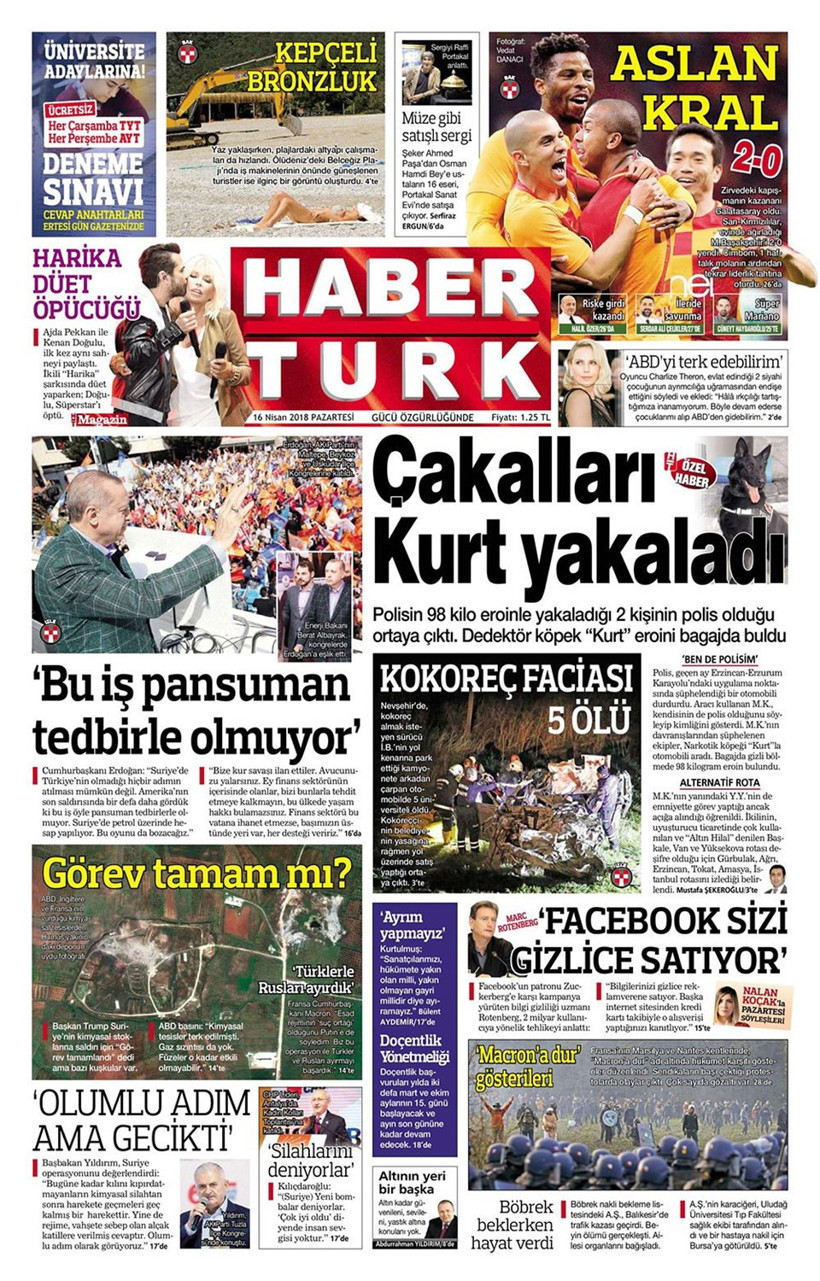 Gazete manşetleri 16 Nisan 2018 Hürriyet - Sözcü - Fanatik - Resim: 3