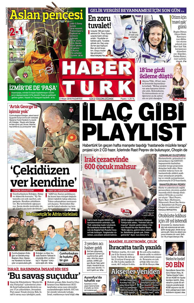 Gazete manşetleri  2 Nisan 2018 Hürriyet - Sözcü - Fanatik - Resim: 4