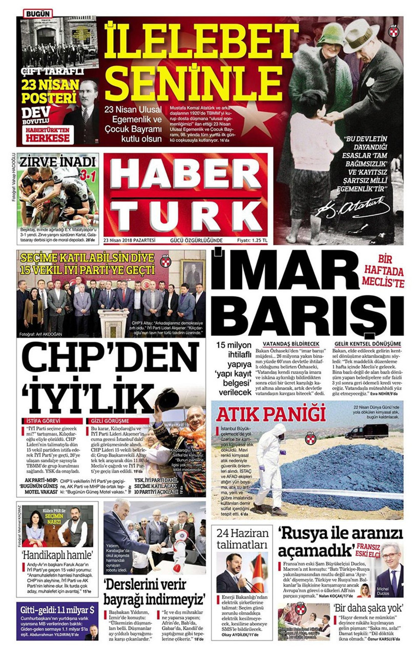 Gazete manşetleri 23 Nisan 2018 Hürriyet - Sözcü - Cumhuriyet - Resim: 4