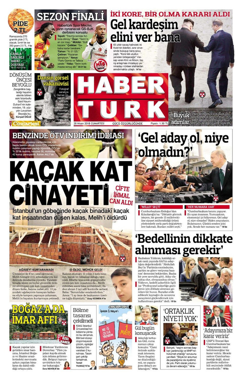 28 Nisan 2018 Cumartesi gazete manşetleri Hürriyet Sözcü Sabah - Resim: 2