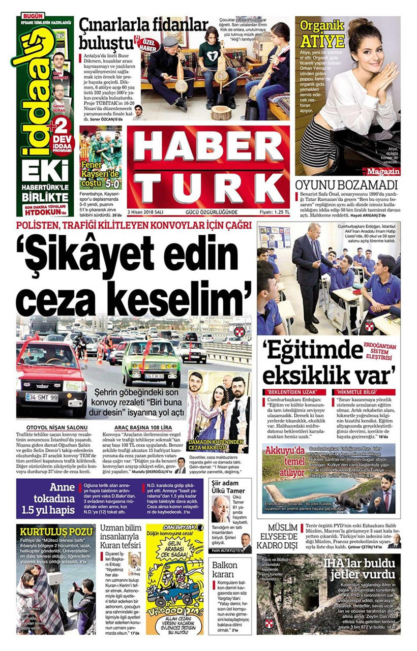Gazete manşetleri  3 Nisan 2018 Hürriyet - Sözcü - Posta - Resim: 3
