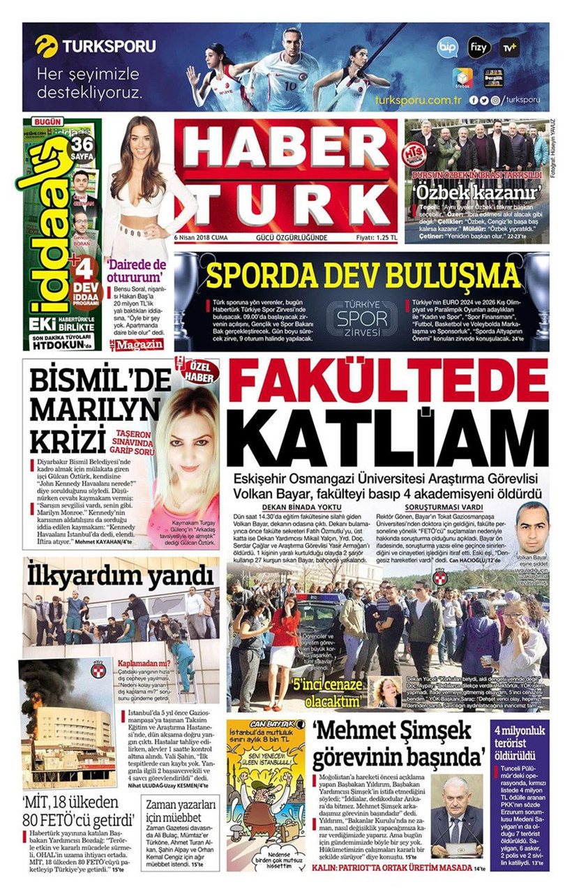 Gazete manşetleri 6 Nisan 2018 Hürriyet - Sözcü - Posta - Resim: 4