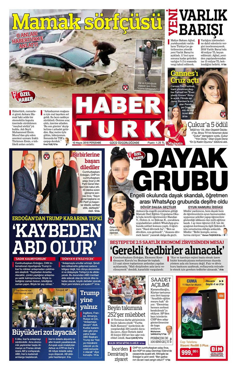 Gazete manşetleri 10 Mayıs 2018 Hürriyet - Sözcü - Habertürk - Resim: 1