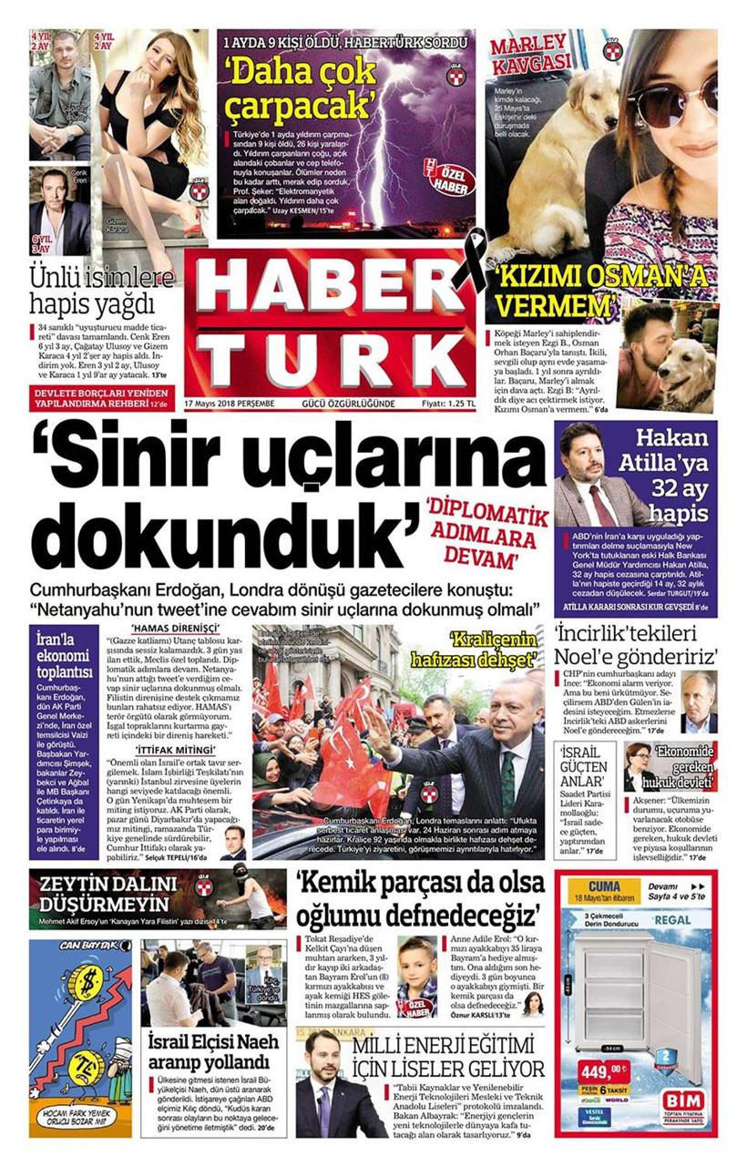 Gazete manşetleri 17 Mayıs 2018 Hürriyet - Sözcü - Habertürk - Resim: 3