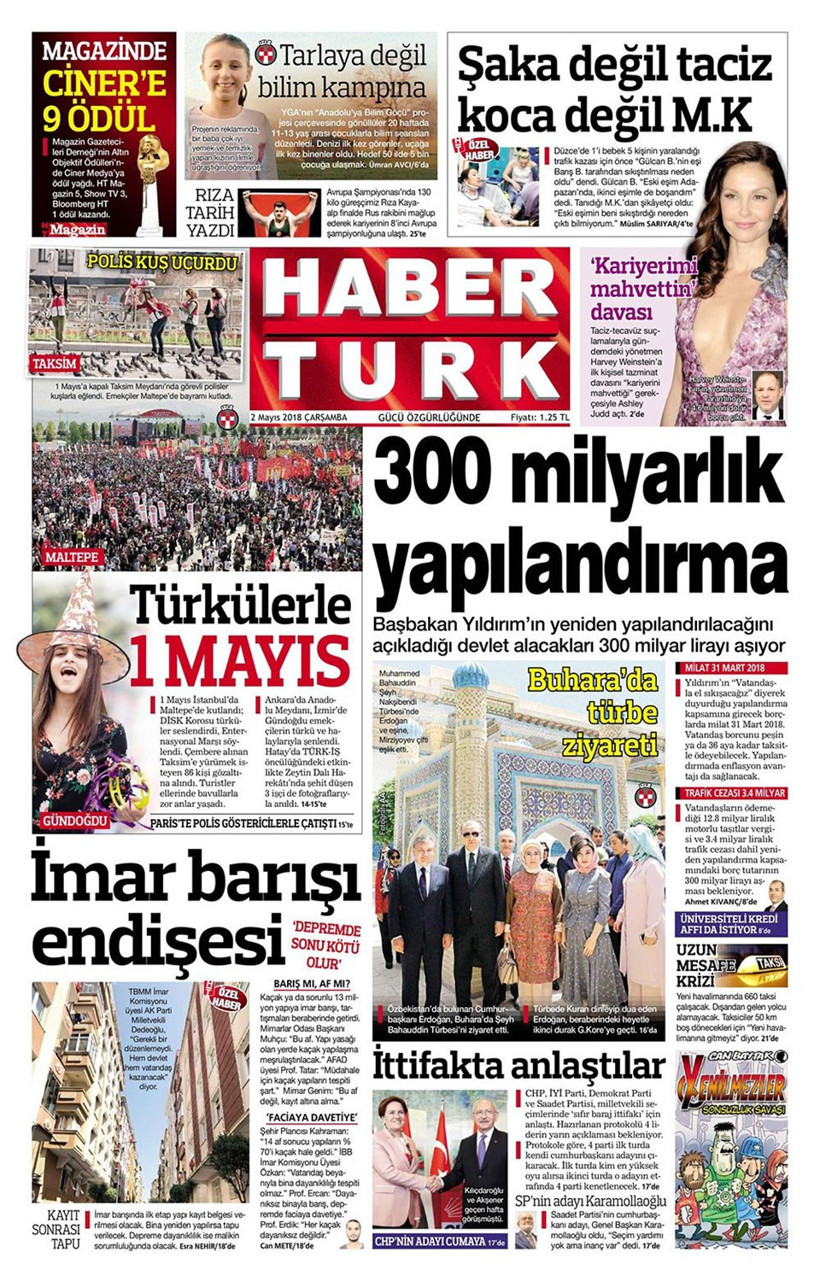 Gazete manşetleri 2 Mayıs 2018 Hürriyet - Sözcü - Habertürk - Resim: 1
