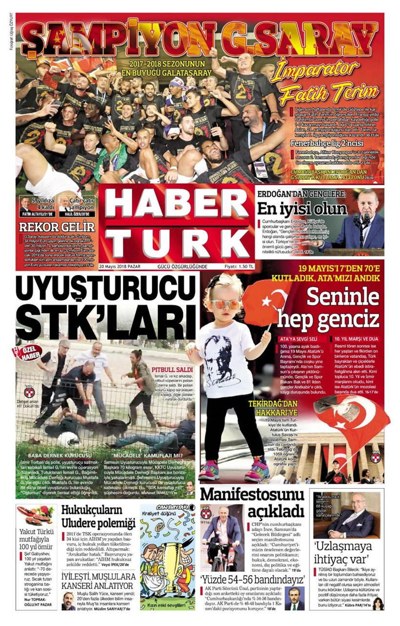 Gazete manşetleri 20 Mayıs 2018 Hürriyet - Sözcü - Fanatik - Resim: 3