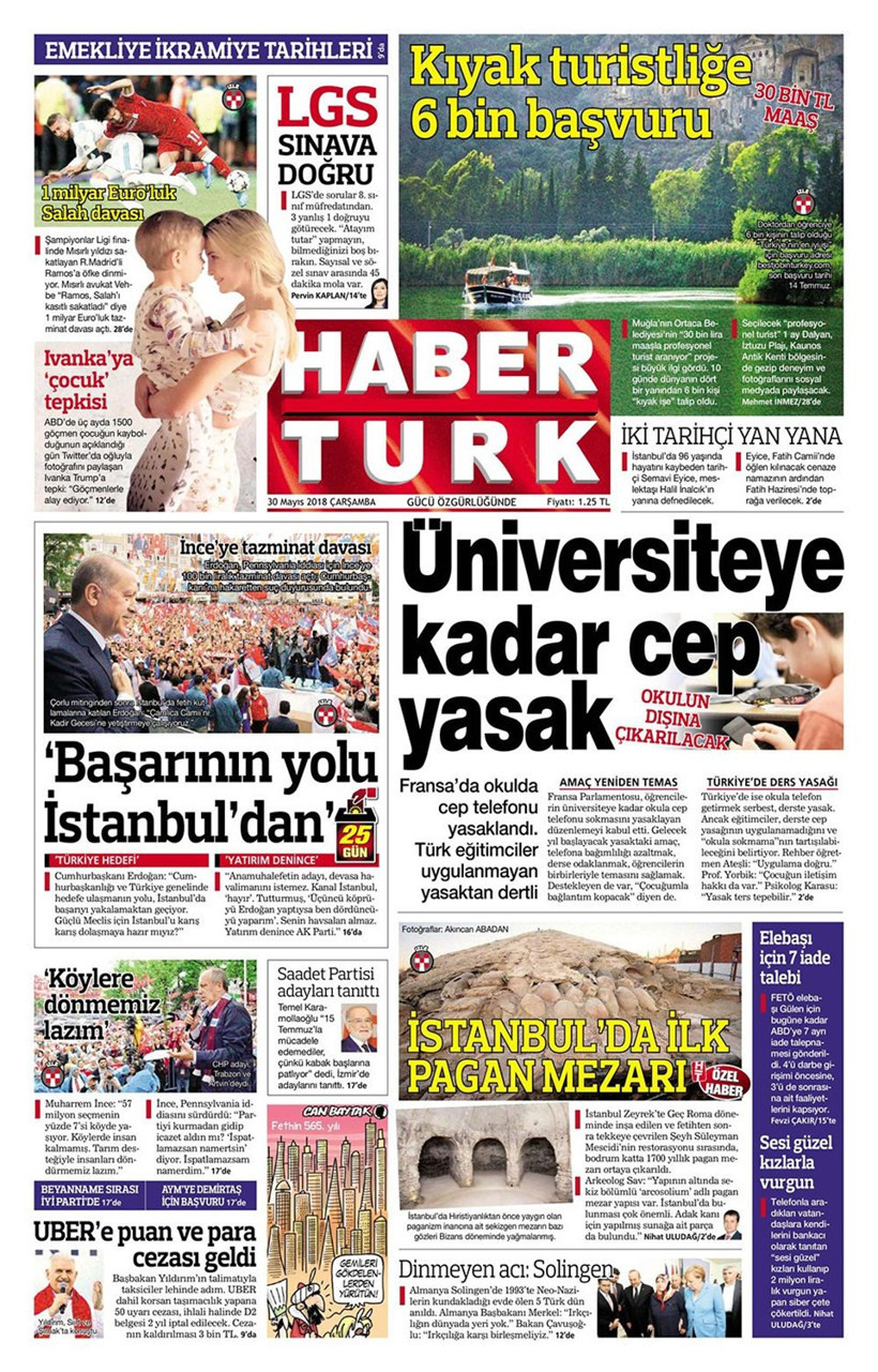 Gazete manşetleri 30 Mayıs 2018 Hürriyet - Sözcü - Habertürk - Resim: 1