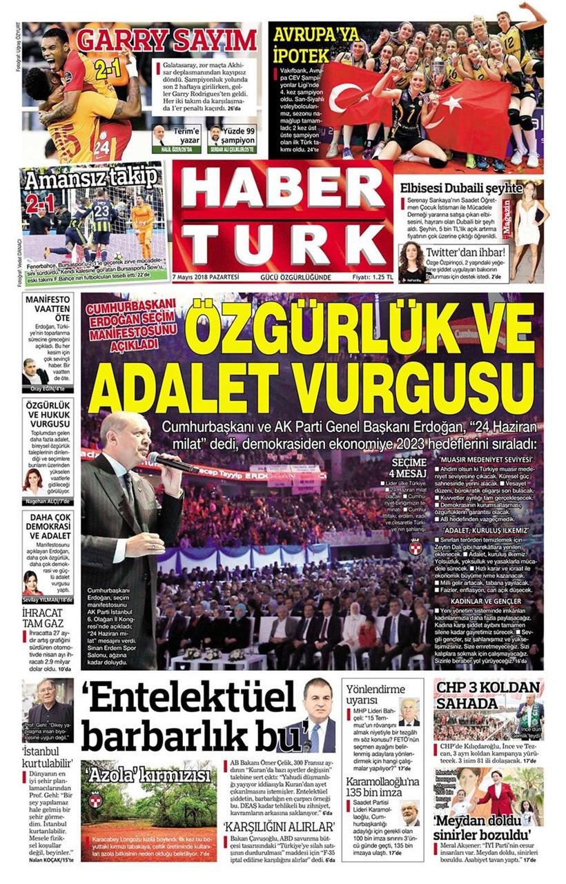 Gazete manşetleri 7 Mayıs 2018 Hürriyet - Sözcü - Fanatik - Resim: 2