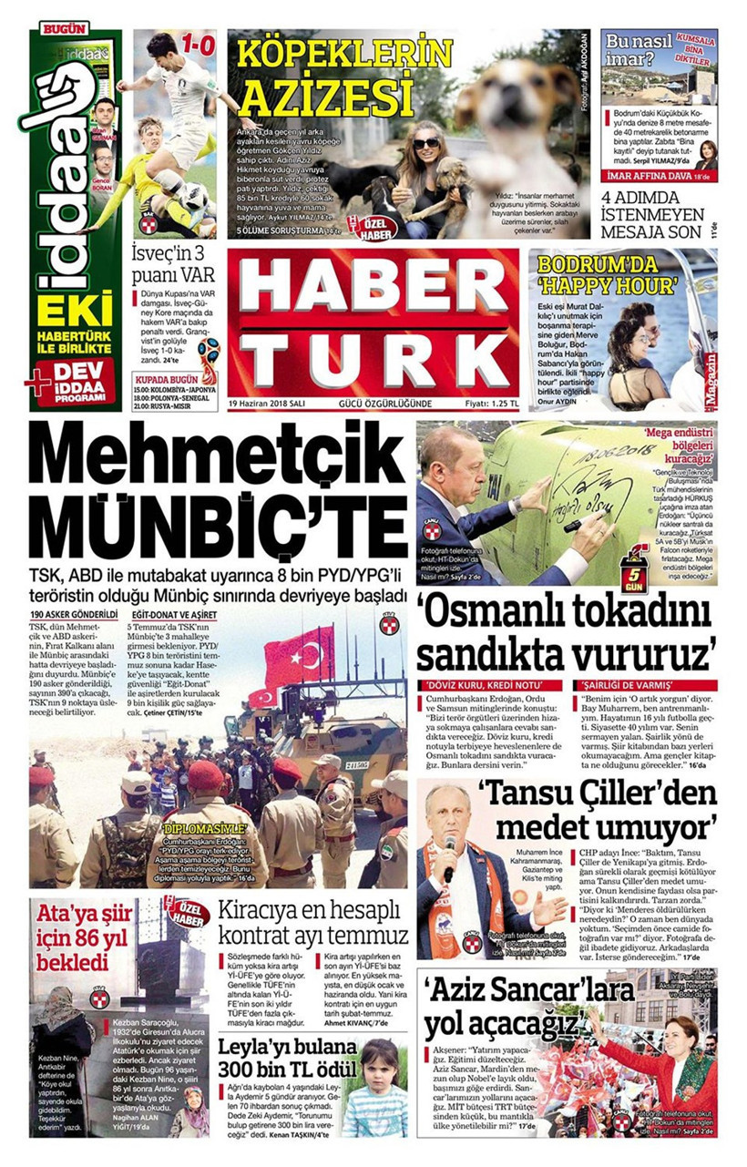 Gazete manşetleri 19 Haziran 2018 Hürriyet - Sözcü - Habertürk - Resim: 3