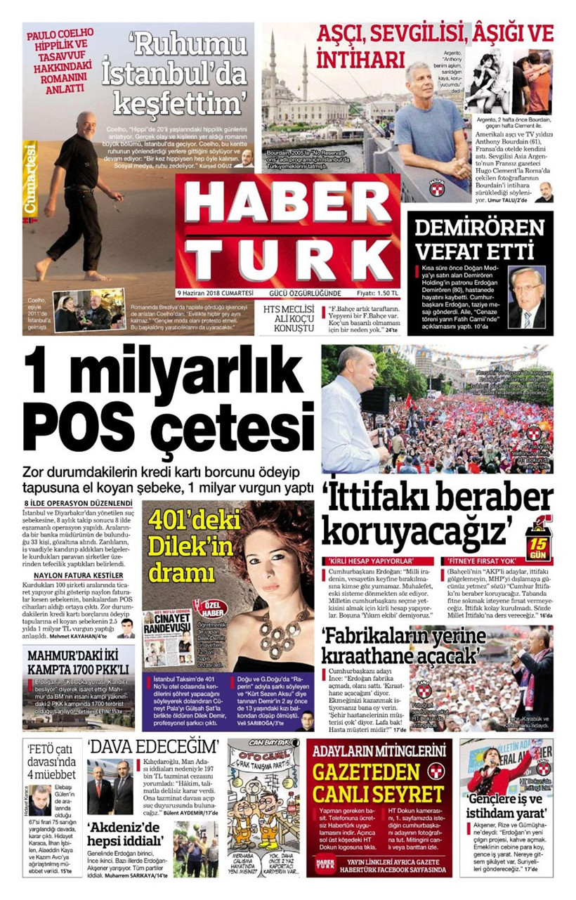 9 Haziran 2018 gazete manşetlerinde neler var ? - Resim: 1